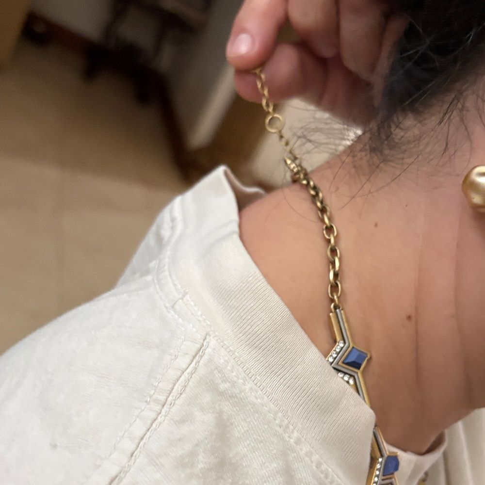 J. Crew Gold and Blue Geometric Necklace - Picture 12 of 12